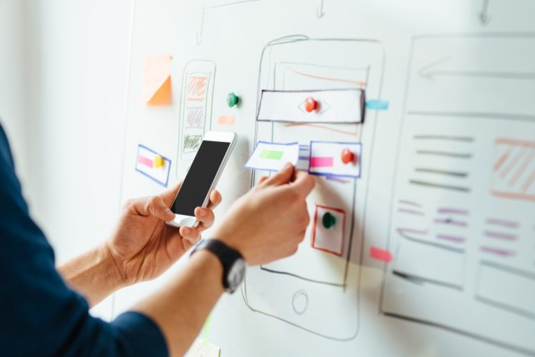 Web designer working on a mobile app