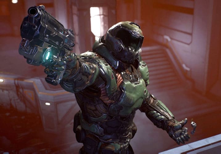 Doom Slayer with a pistol