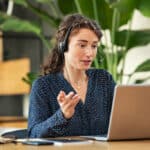 a woman in an online meeting