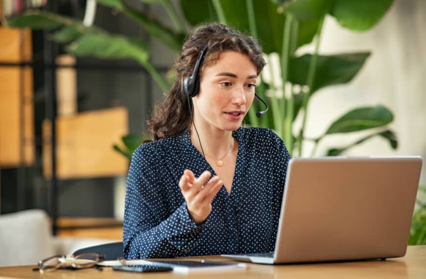 a woman in an online meeting