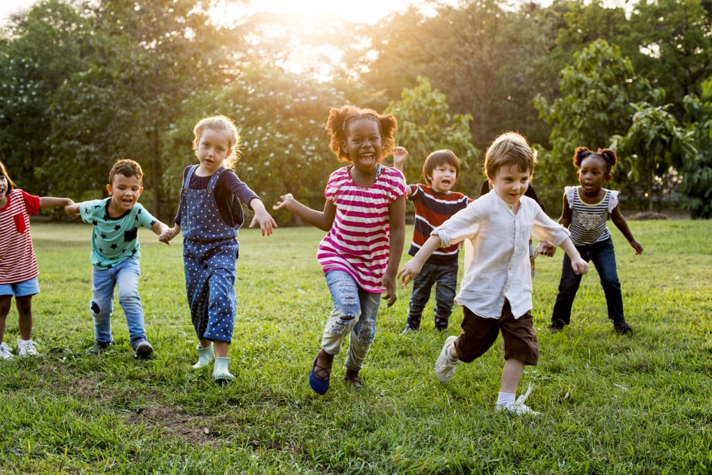 Kids playing at a park